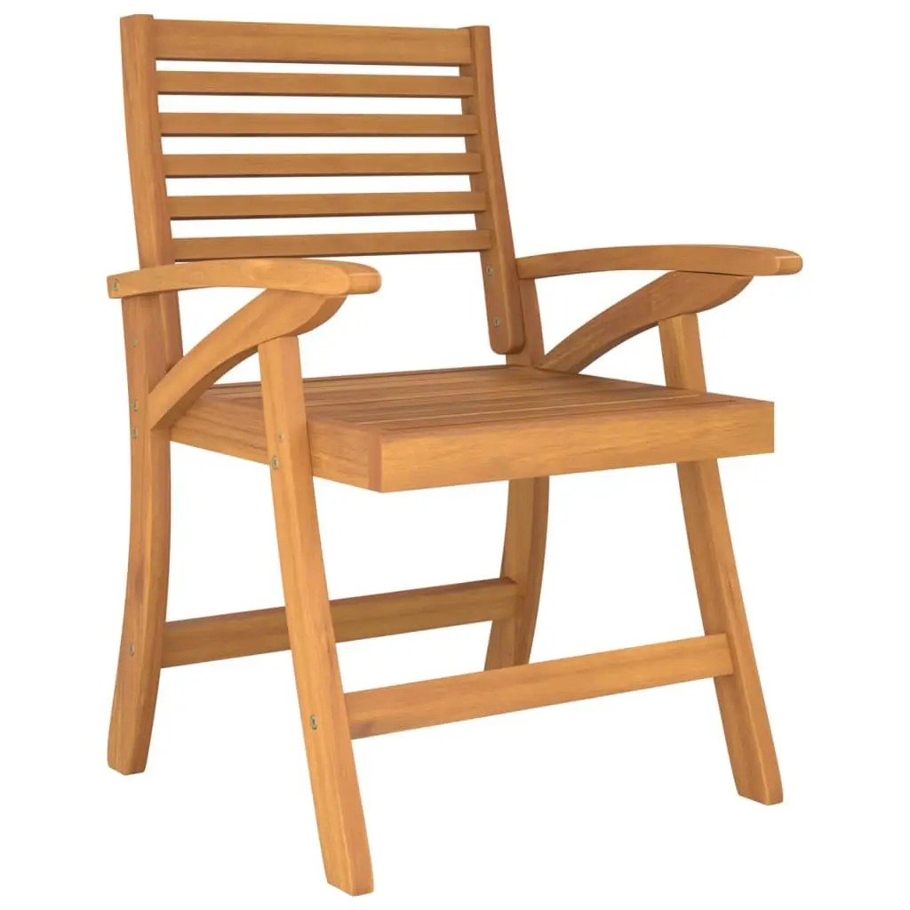 3 Piece Outdoor Garden Chairs Set Solid Acacia Wood Brown with Curved Back Support