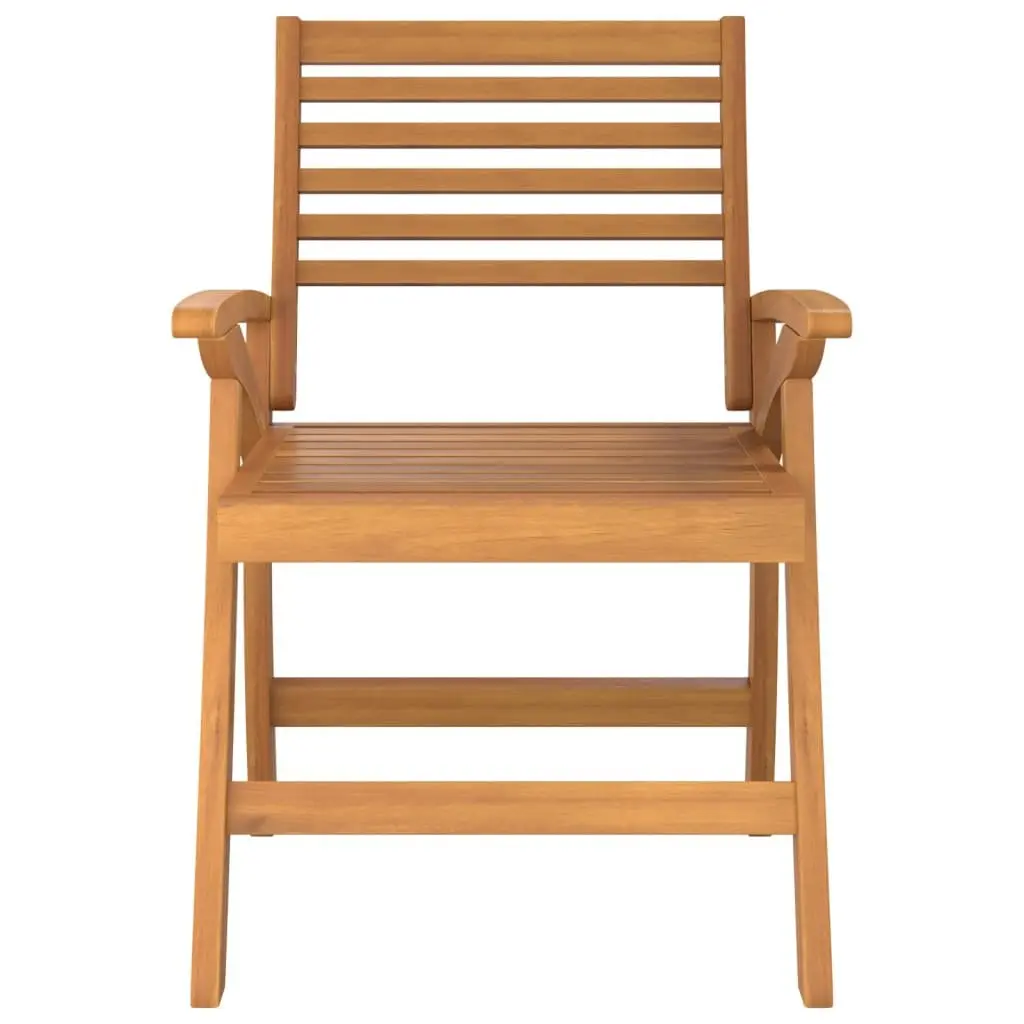 3 Piece Outdoor Garden Chairs Set Solid Acacia Wood Brown with Curved Back Support