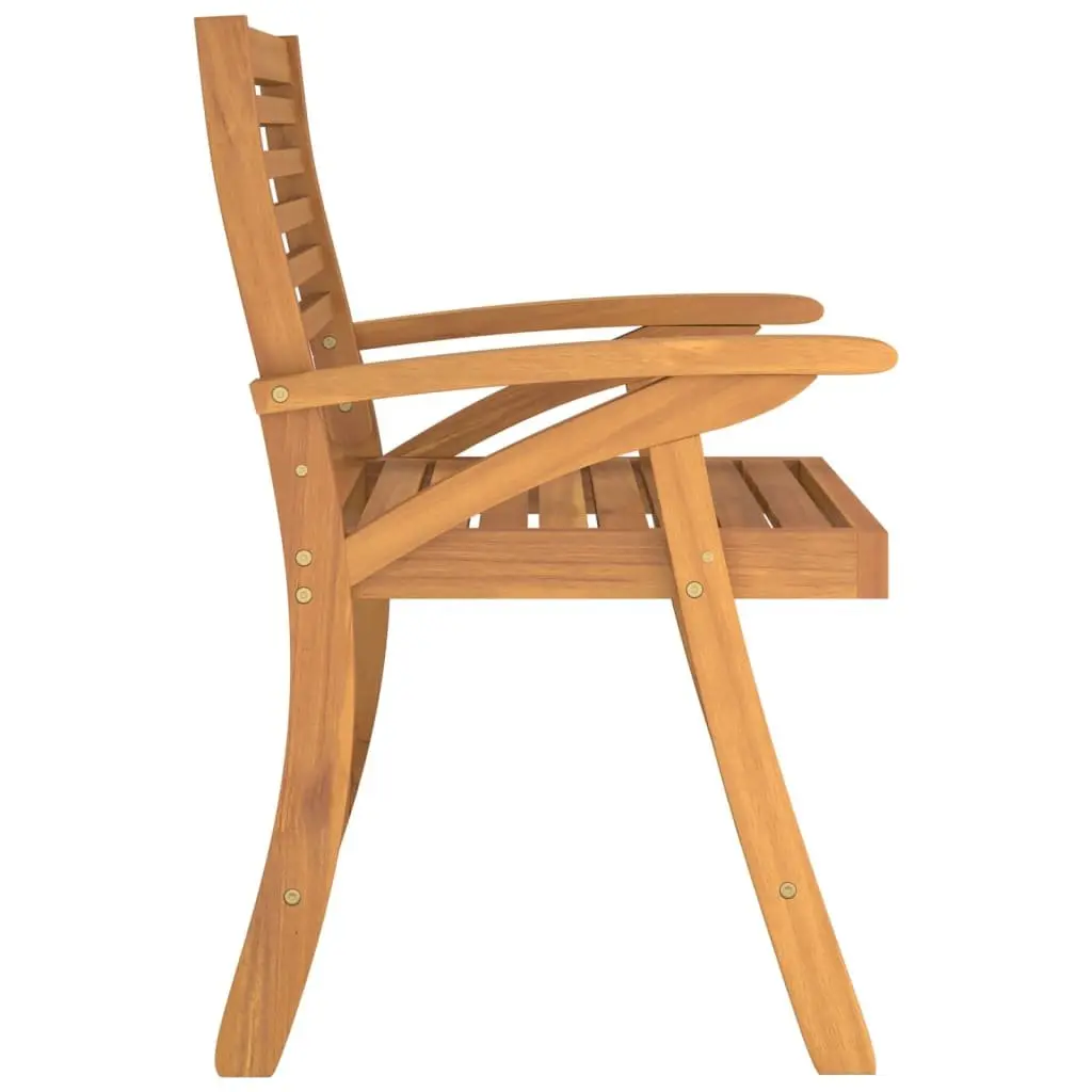 3 Piece Outdoor Garden Chairs Set Solid Acacia Wood Brown with Curved Back Support