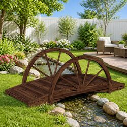 Make Your Garden Welcoming with a Brown Fir Wood Bridge