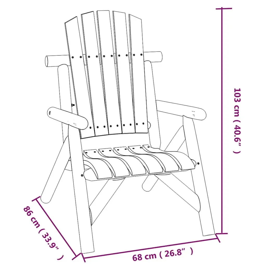 Outdoor Garden Chair Solid Wood Spruce Brown Adirondack Style 68 x 86 x 103 cm