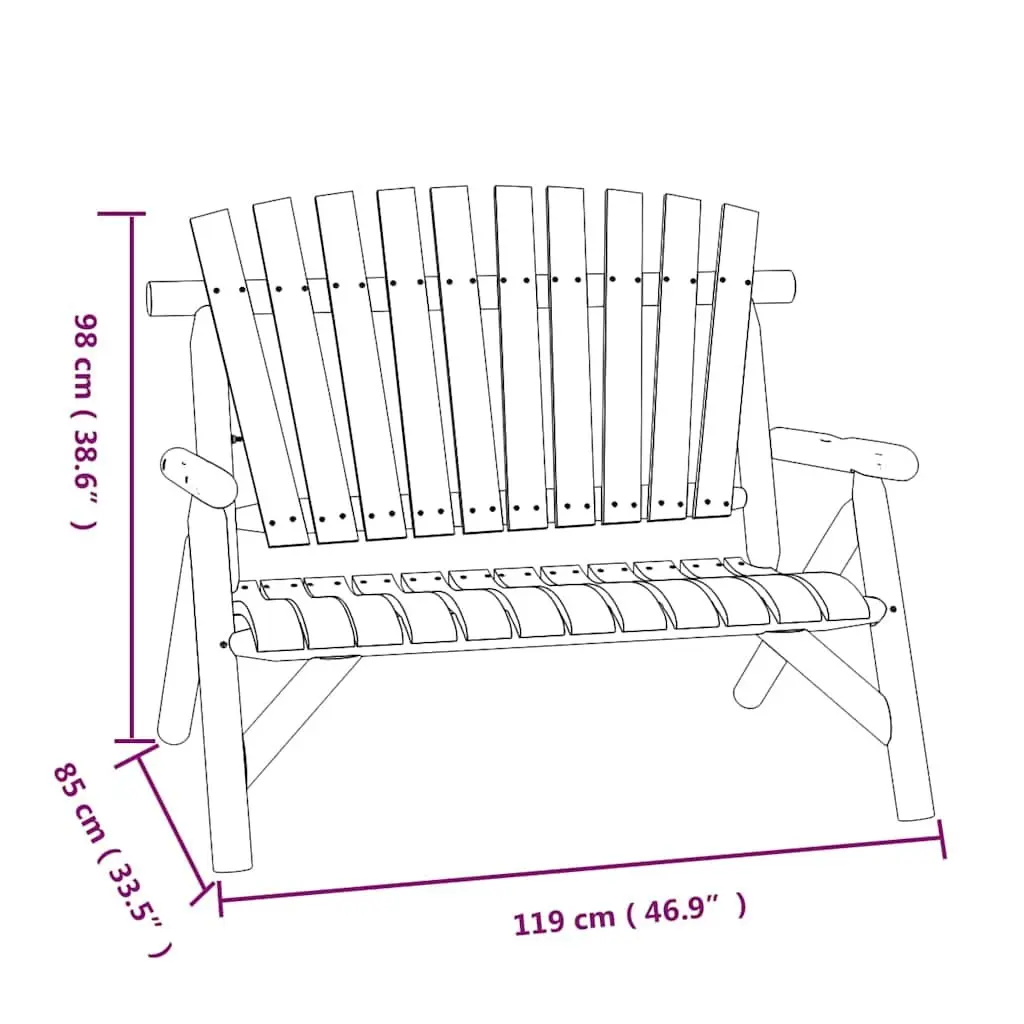 2-Seater Garden Bench Outdoor Wooden Seat Brown Furniture Patio Backyard