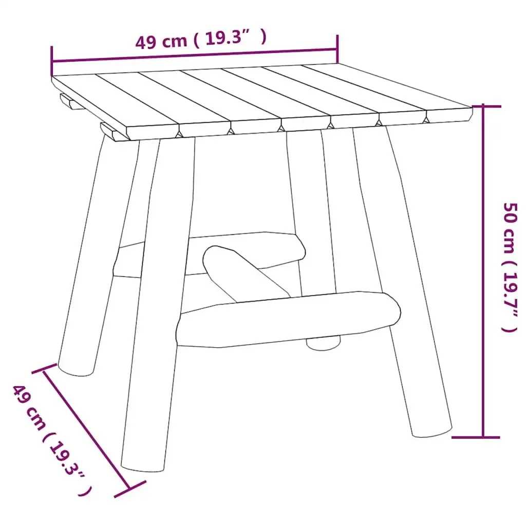 Wooden Side Table Sturdy Construction 49x49x50 cm Brown Outdoor Garden Patio End Accent Furniture