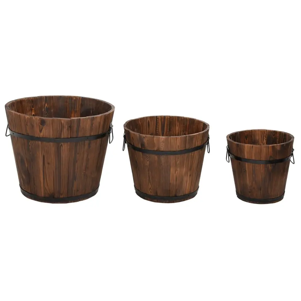 Wooden Bucket Planter Set with Easy Carry Handles