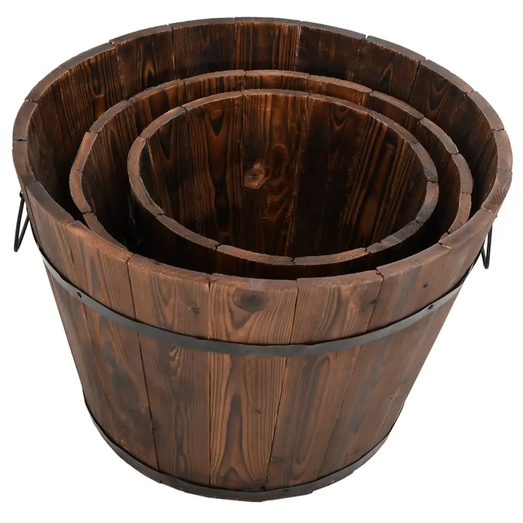 Wooden Bucket Planter Set with Easy Carry Handles