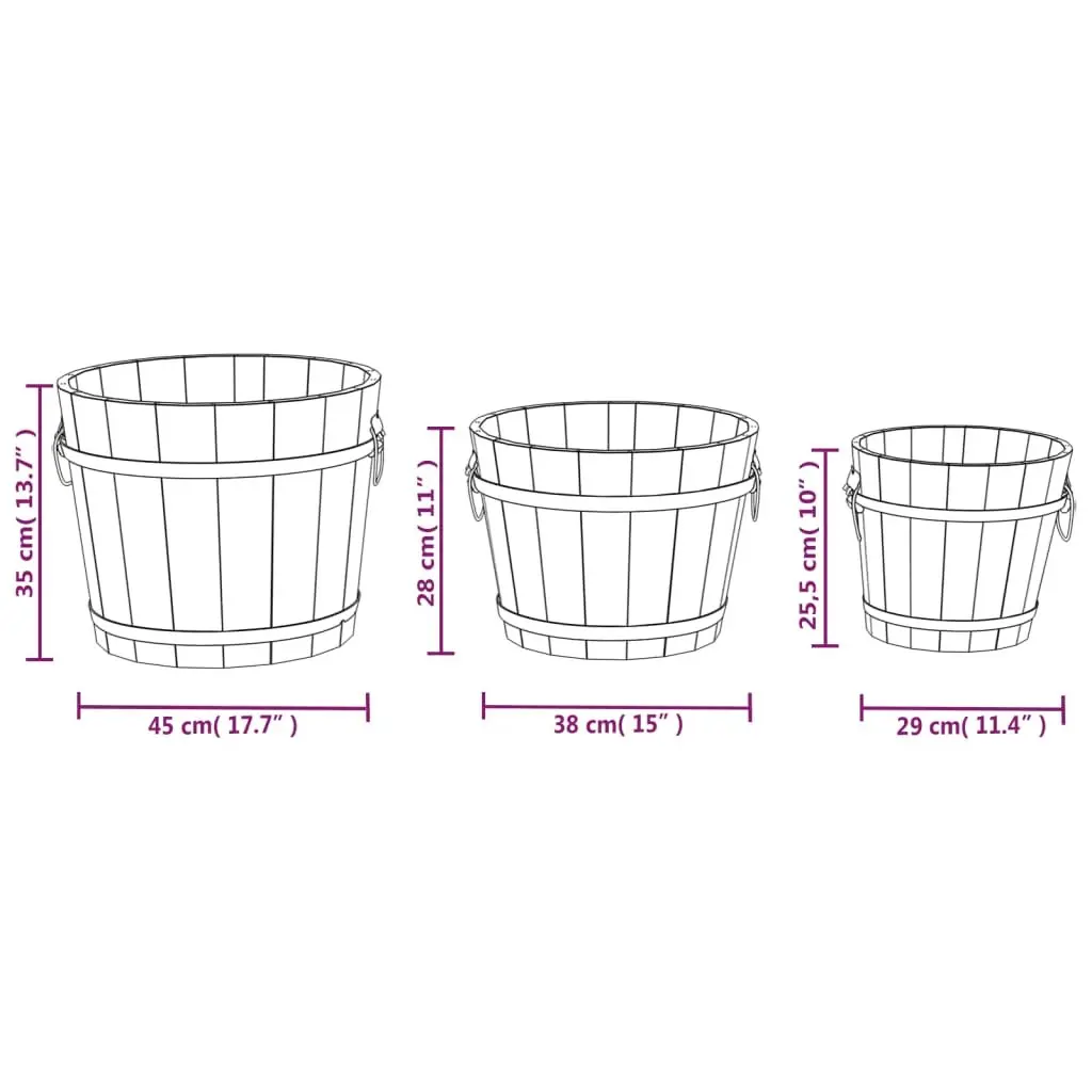 Wooden Bucket Planter Set with Easy Carry Handles
