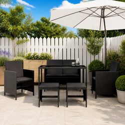 Friendly 6-Piece Black Rattan Dining Set for You