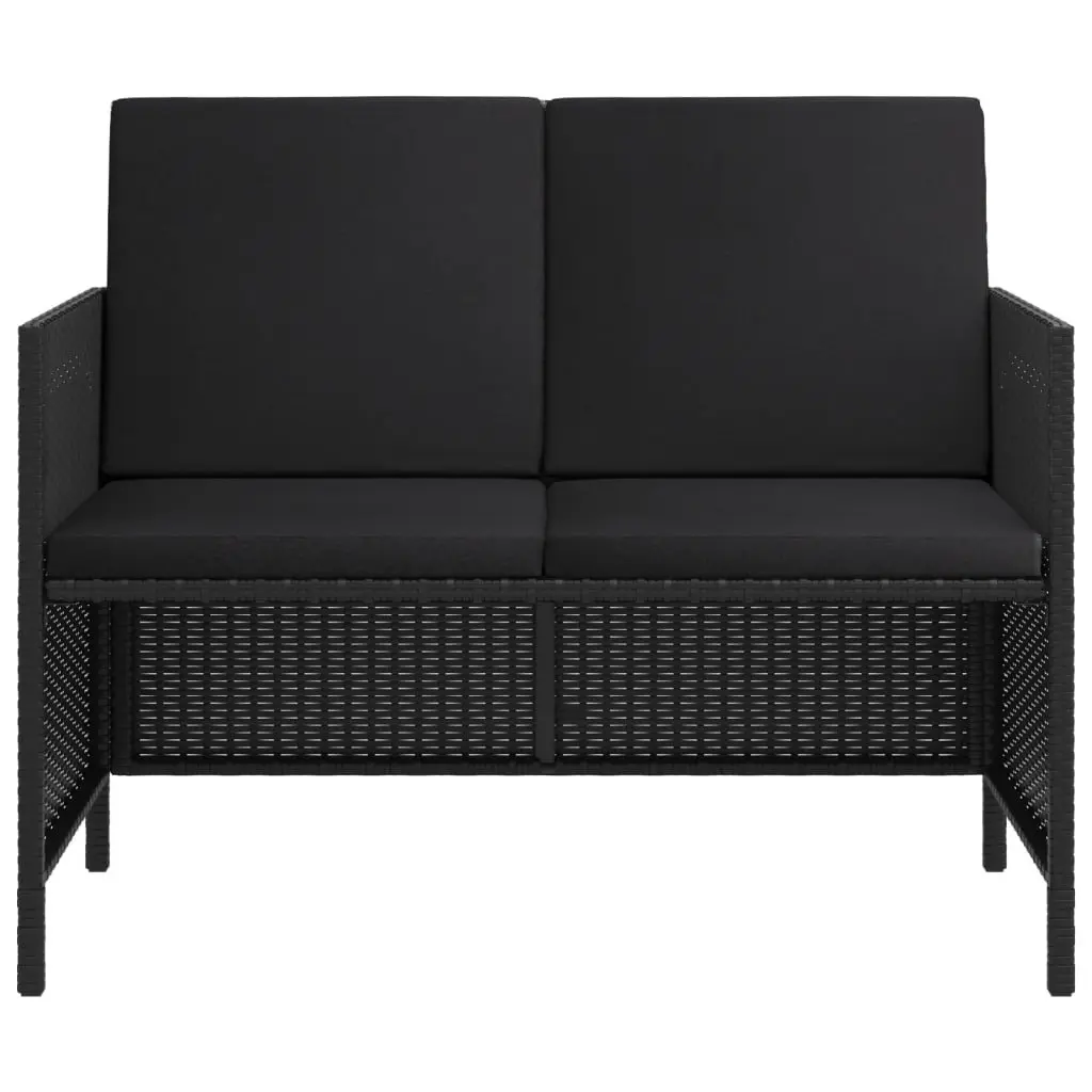 Garden Dining Set 6 Piece Outdoor Furniture Black Poly Rattan with Cushions