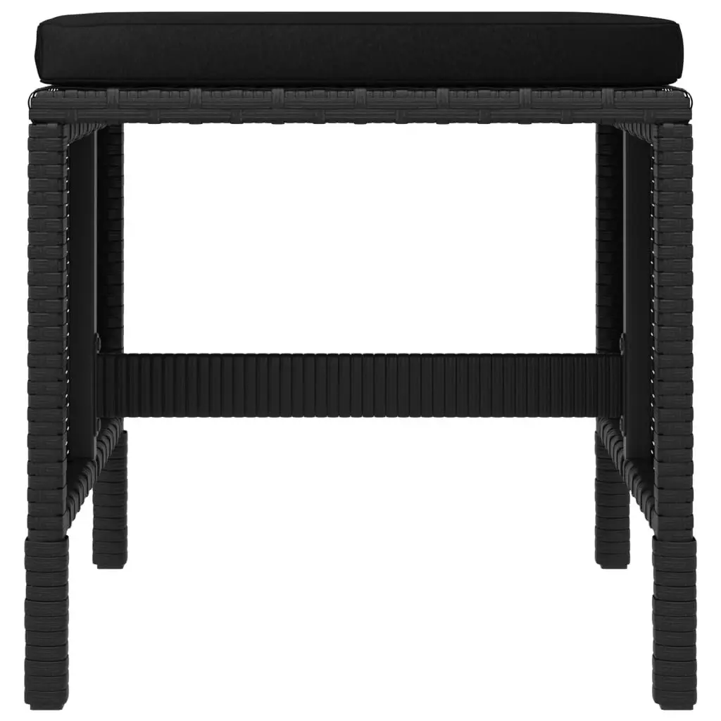 Garden Dining Set 6 Piece Outdoor Furniture Black Poly Rattan with Cushions