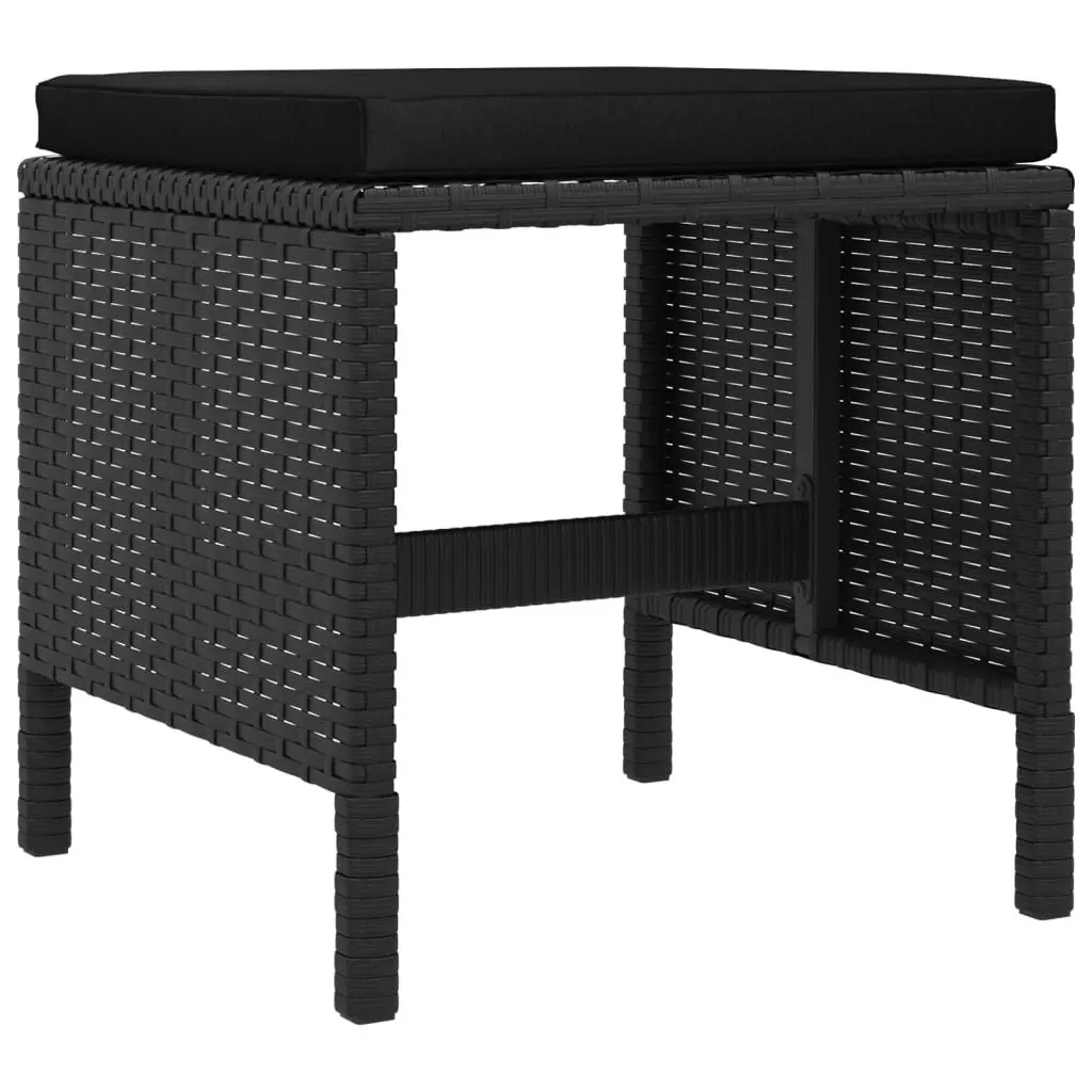 Garden Dining Set 6 Piece Outdoor Furniture Black Poly Rattan with Cushions