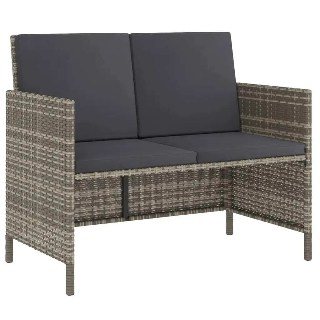 Garden Dining Set Grey Rattan 6 Piece Outdoor Furniture with Table Chairs and Cushions