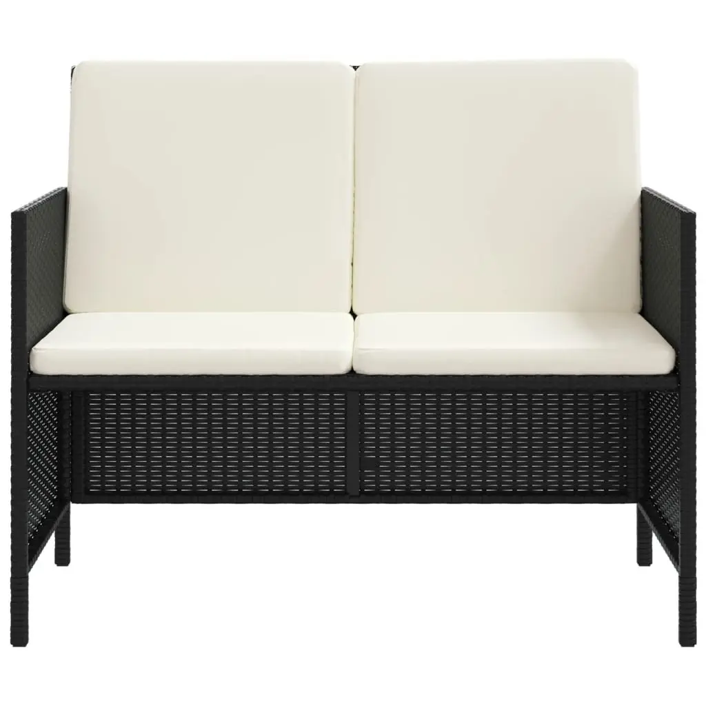 Garden Dining Set Black Rattan 6 Piece Outdoor Furniture with Cushions