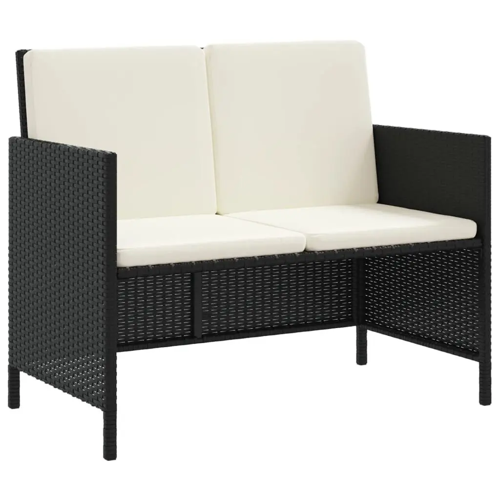 Garden Dining Set Black Rattan 6 Piece Outdoor Furniture with Cushions