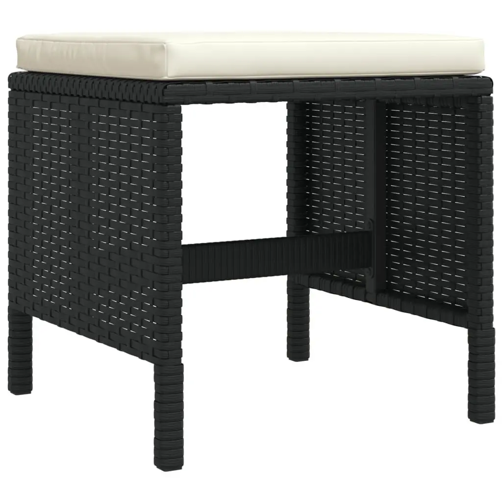 Garden Dining Set Black Rattan 6 Piece Outdoor Furniture with Cushions
