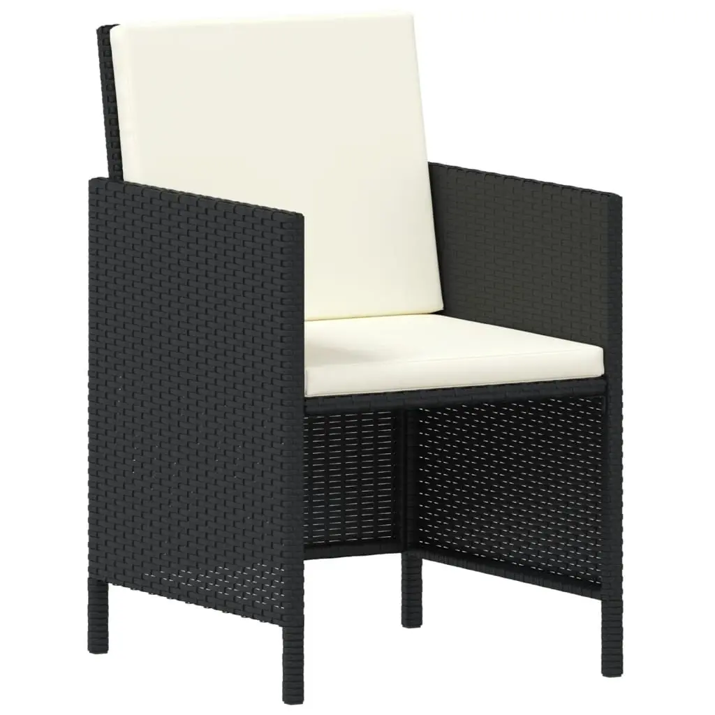 Garden Dining Set Black Rattan 6 Piece Outdoor Furniture with Cushions