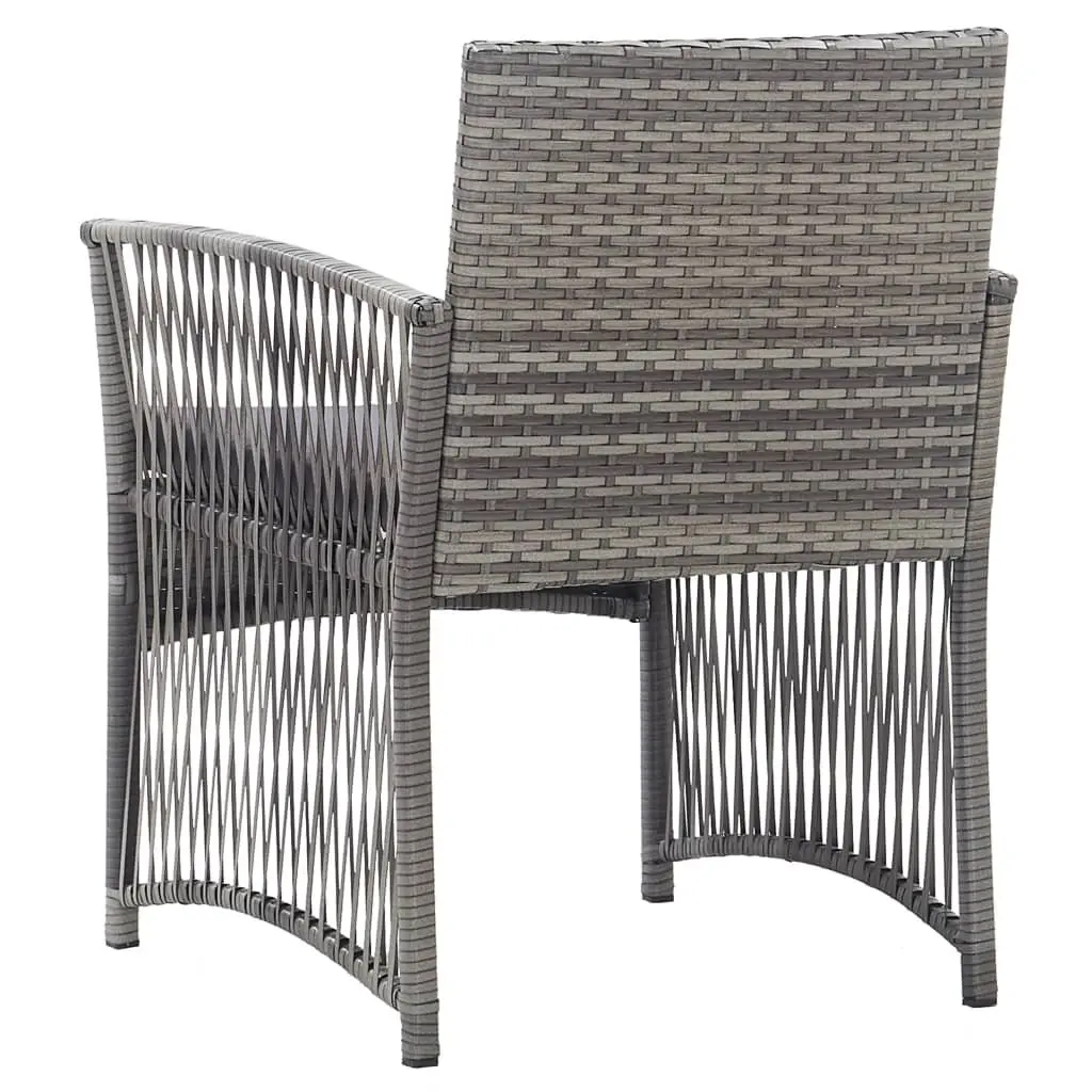Outdoor Armchairs with Cushions 2 pcs Grey Garden Seating Poly Rattan Chairs