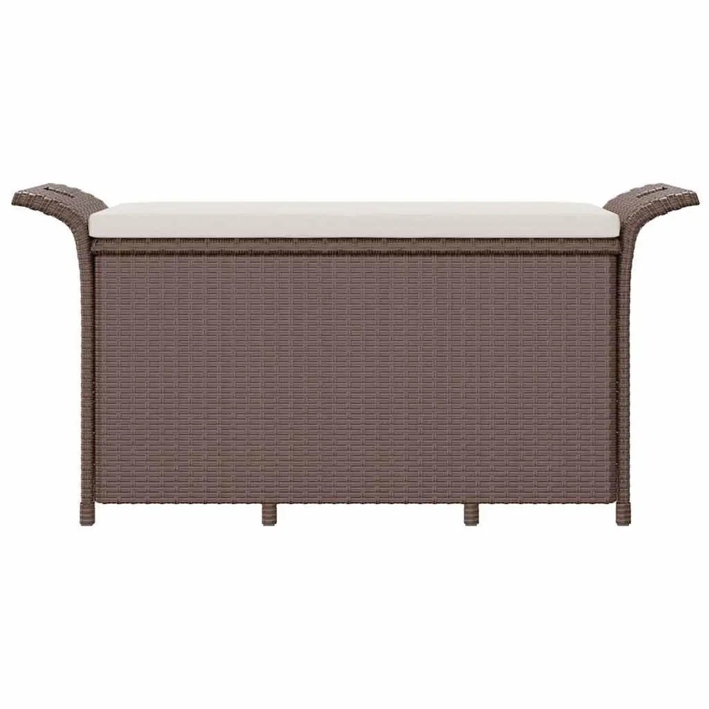 Garden Bench with Storage and Cushion Brown Outdoor Patio Furniture 116 x 46 x 57 cm