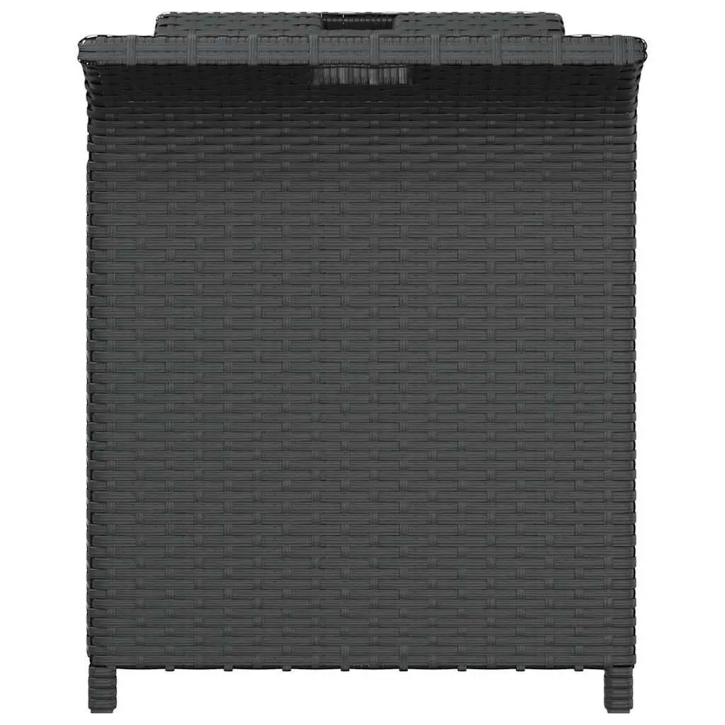Garden Bench with Storage Cushioned Seat Black Poly Rattan 116 x 46 x 57 cm