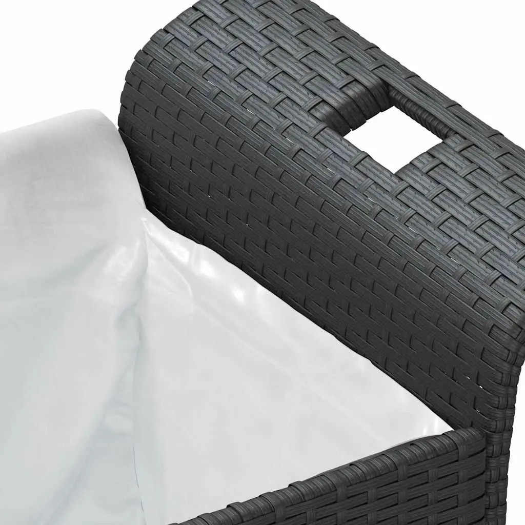 Garden Bench with Storage Cushioned Seat Black Poly Rattan 116 x 46 x 57 cm