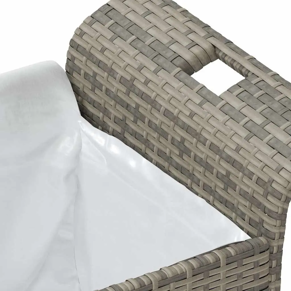 Outdoor Garden Bench with Storage Cushion Grey Poly Rattan 116x46x57 cm