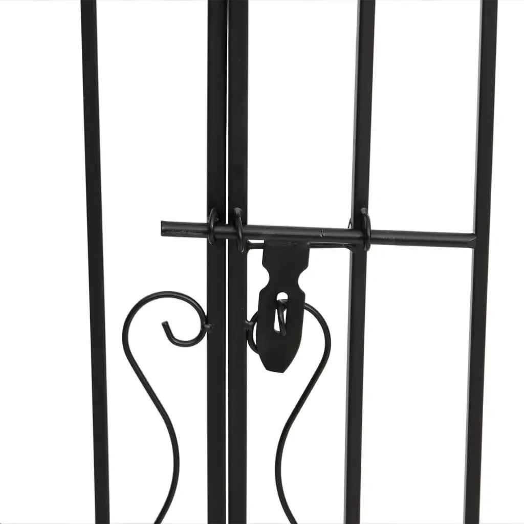 Garden Gate Black Wrought Iron Ornamental Fence Entry Outdoor Patio Yard Decor