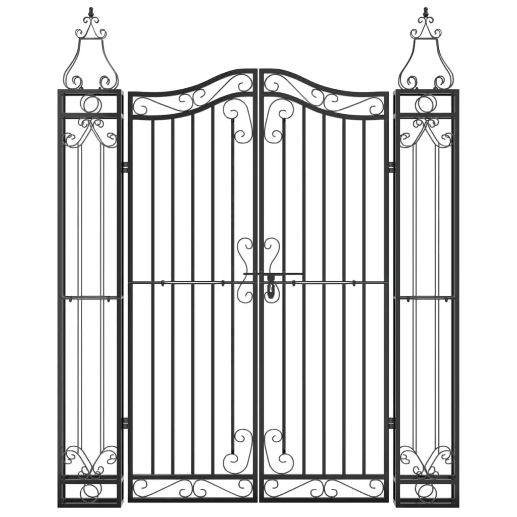 Garden Gate Black Wrought Iron Ornamental Fencing 121W x 150H cm