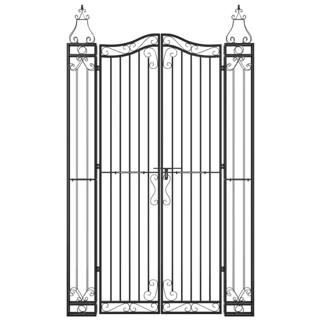 Garden Gate Wrought Iron Ornamental Black 121x200cm