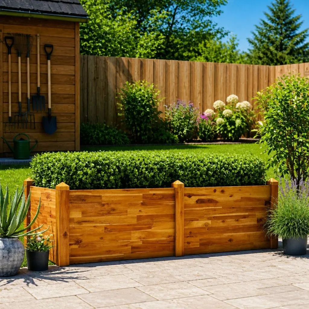Raised Garden Bed Stackable Acacia Wooden Planter Box 160 x 60 x 44 cm