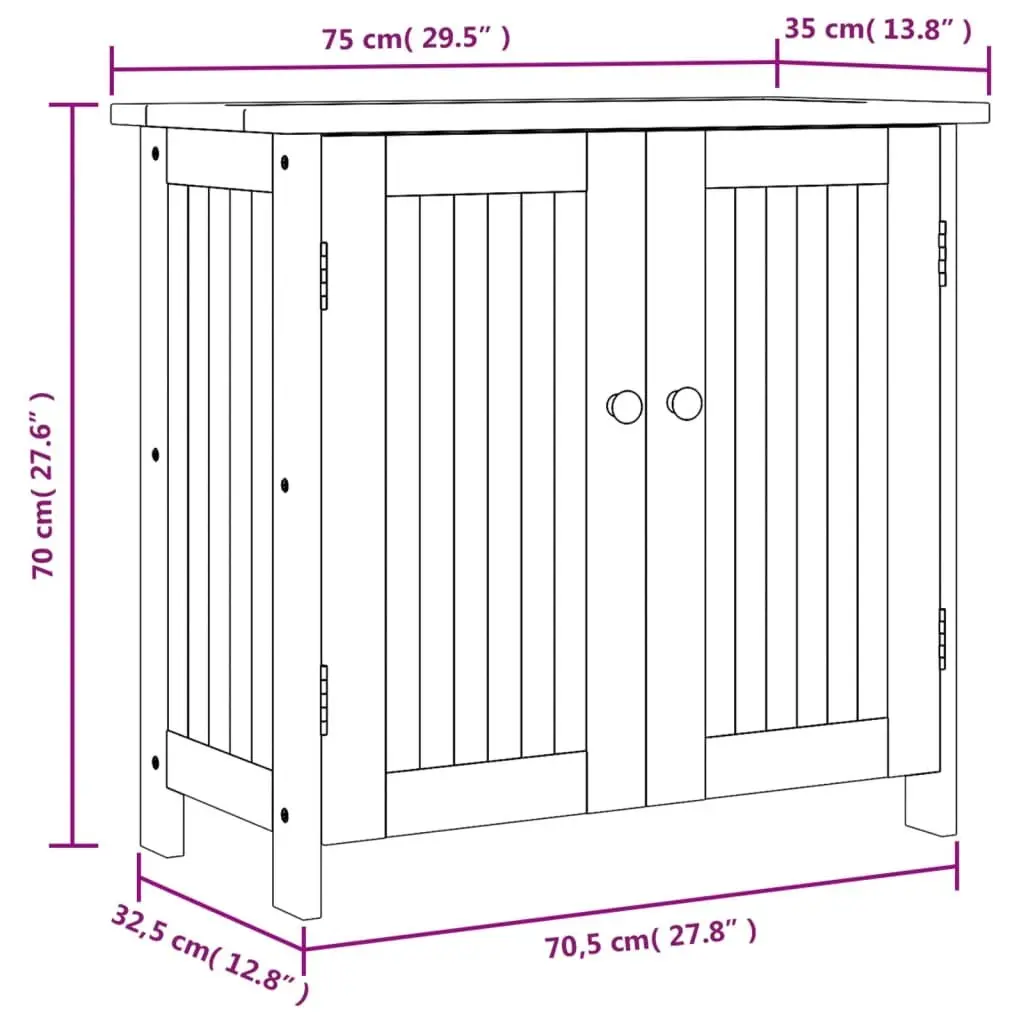 Garden Storage Cabinet 75x35x70cm Solid Wood Acacia Outdoor Patio Shelf Unit
