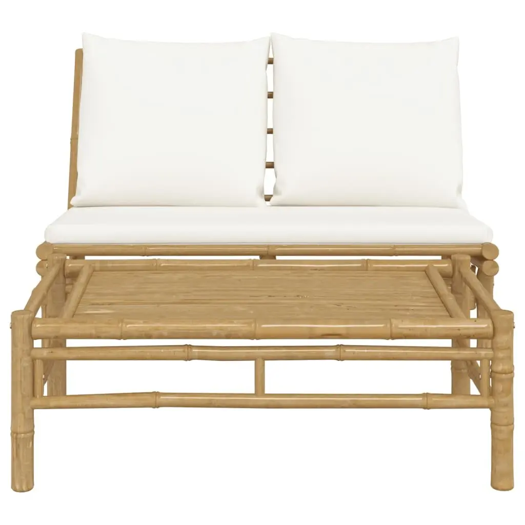 Outdoor Garden Lounge Set Bamboo Sectional Sofa with Cushions 2 Piece