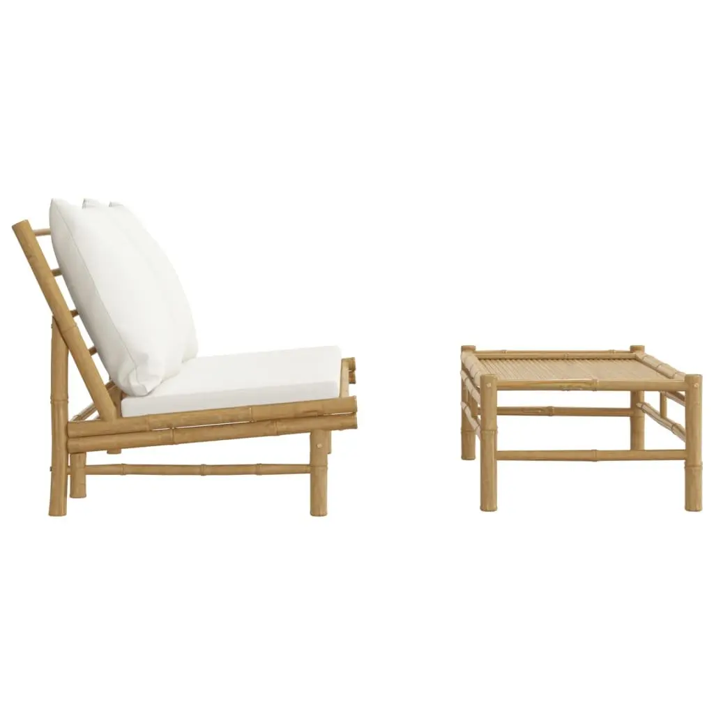 Outdoor Garden Lounge Set Bamboo Sectional Sofa with Cushions 2 Piece