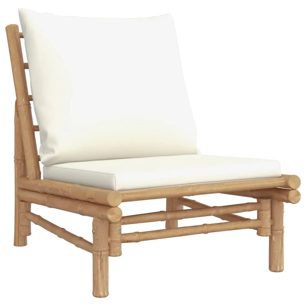 Bamboo Outdoor Garden Chairs 2 Piece Set with Backrest and Cushions