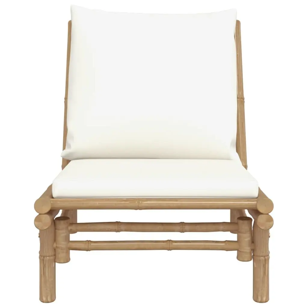 Bamboo Outdoor Garden Chairs 2 Piece Set with Backrest and Cushions