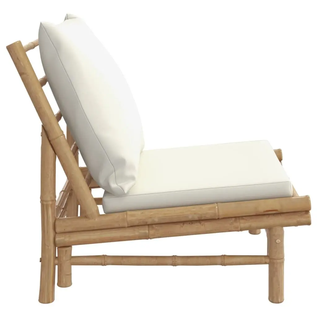 Bamboo Outdoor Garden Chairs 2 Piece Set with Backrest and Cushions