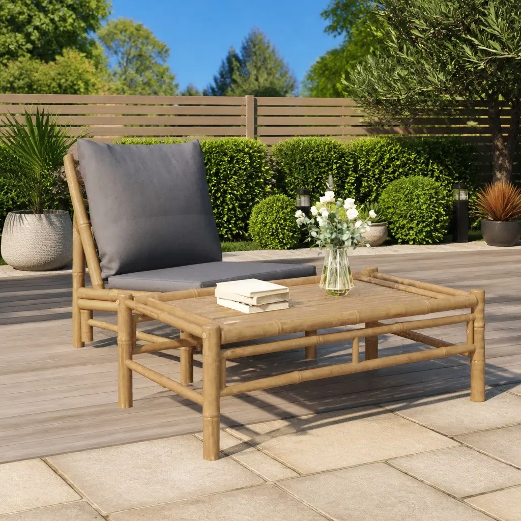 Bamboo Garden Coffee Table Outdoor Patio Furniture Brown 100x55x33cm