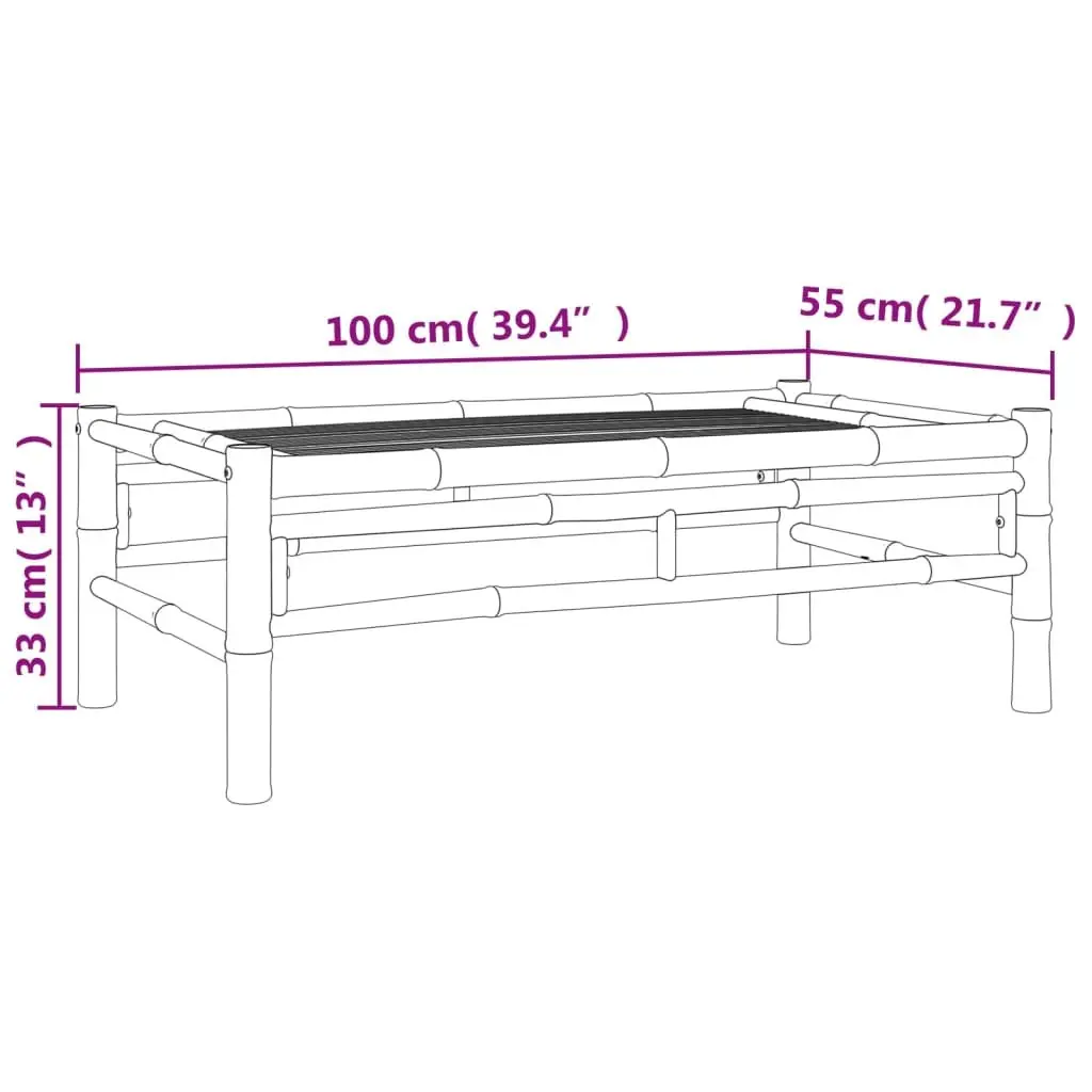 Bamboo Garden Coffee Table Outdoor Patio Furniture Brown 100x55x33cm