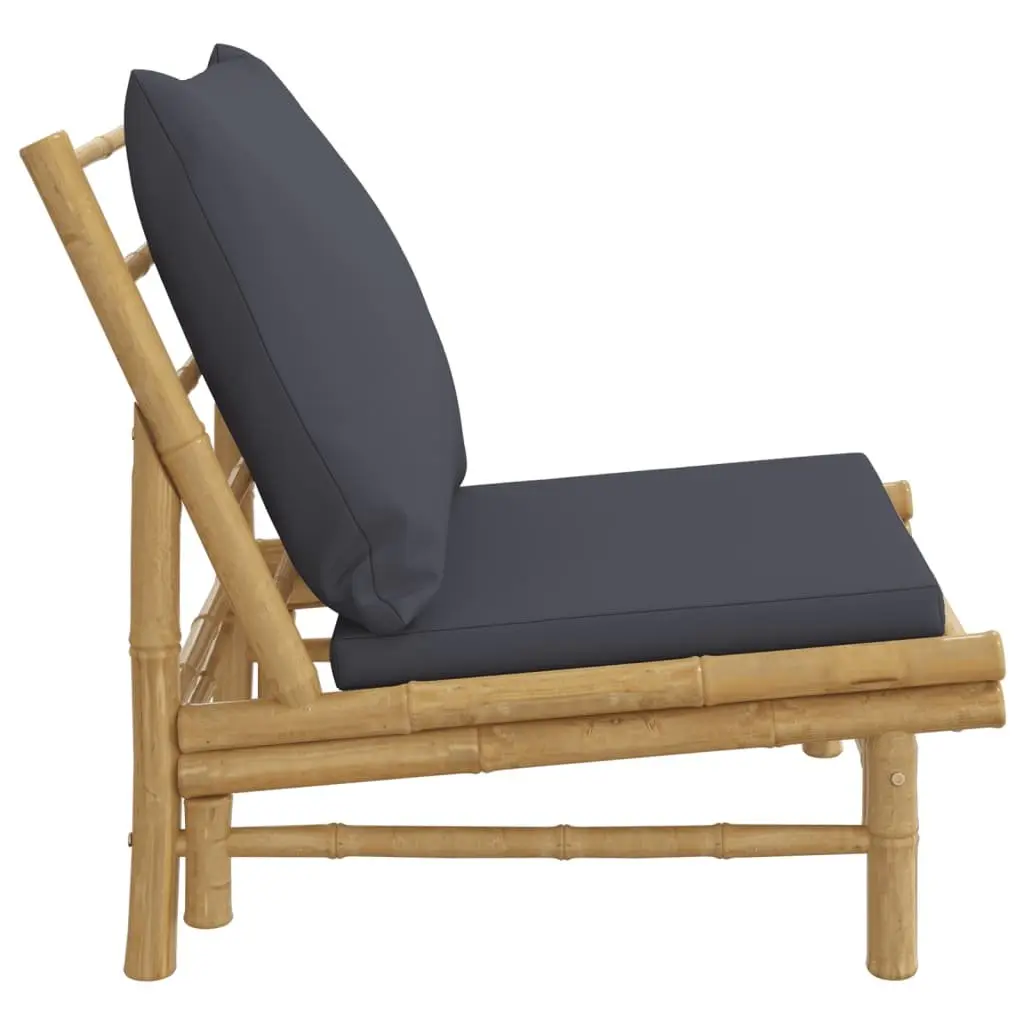 Outdoor Garden Chairs Set 2 pcs Bamboo with Grey Cushions