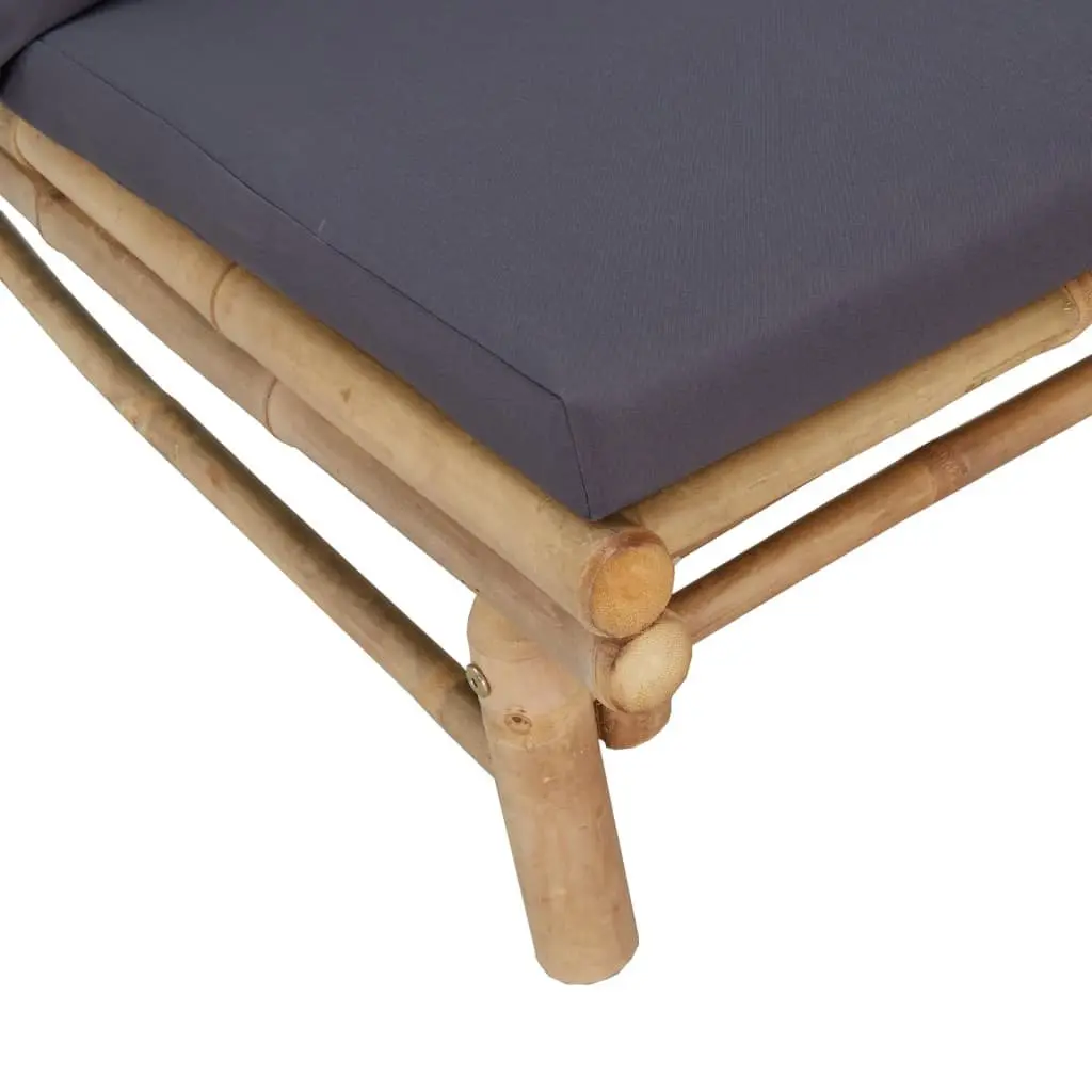 Outdoor Garden Chairs Set 2 pcs Bamboo with Grey Cushions