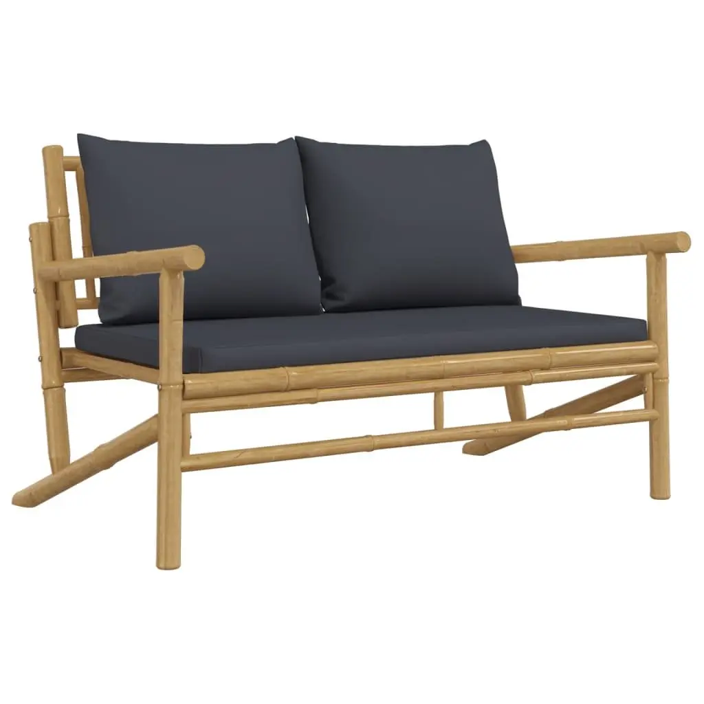 Outdoor Sectional Sofa Lounge Set Durable Bamboo Construction 2 Piece Grey