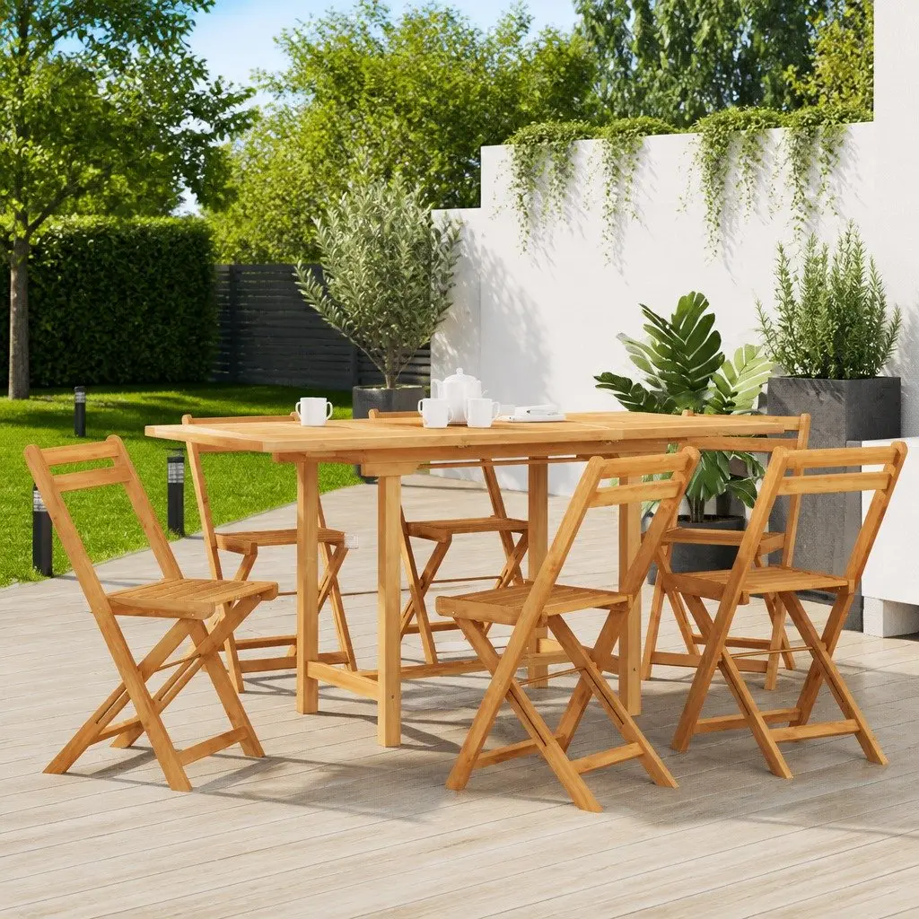 Extendable Garden Table Wooden 110-160x80x75cm Outdoor Dining Patio Furniture