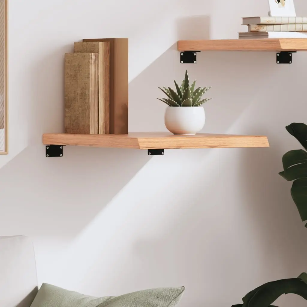 Wall Shelf Rustic Solid Oak Light Brown Live Edge 40 x 60 x 2-4 cm