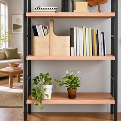 Wall Shelf Solid Oak Wood Light Brown Rustic Storage Floating Shelving 100x50cm