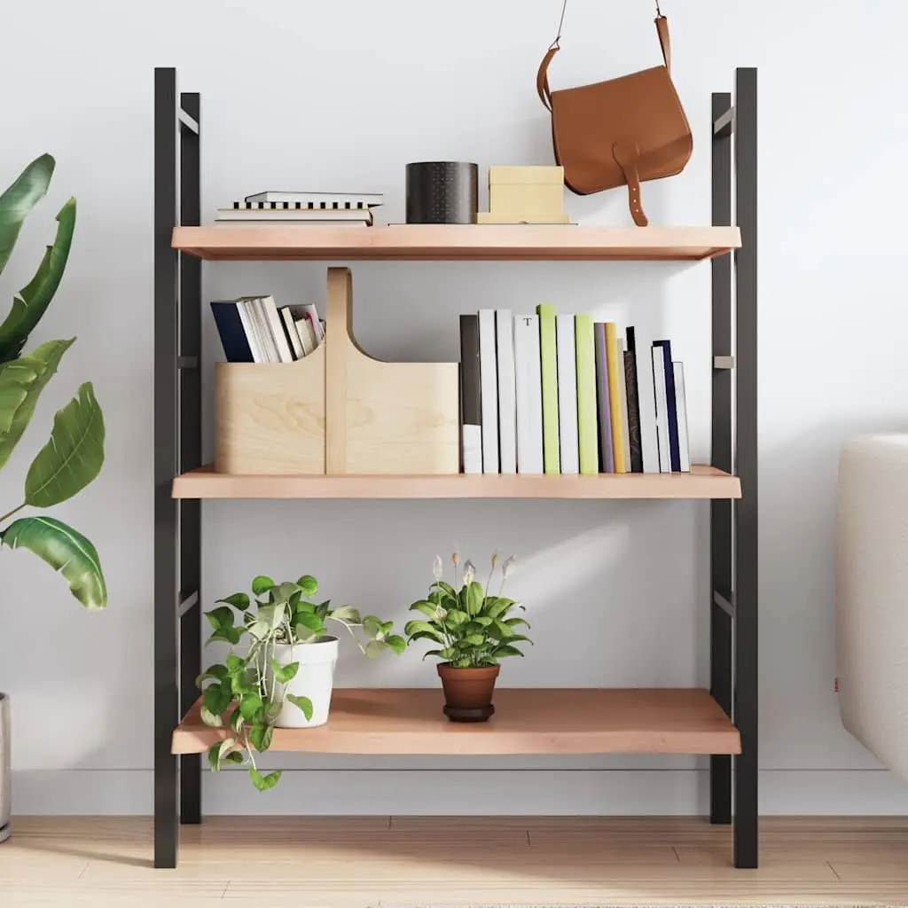 Wall Shelf Solid Oak Wood Light Brown Rustic Storage Floating Shelving 100x50cm