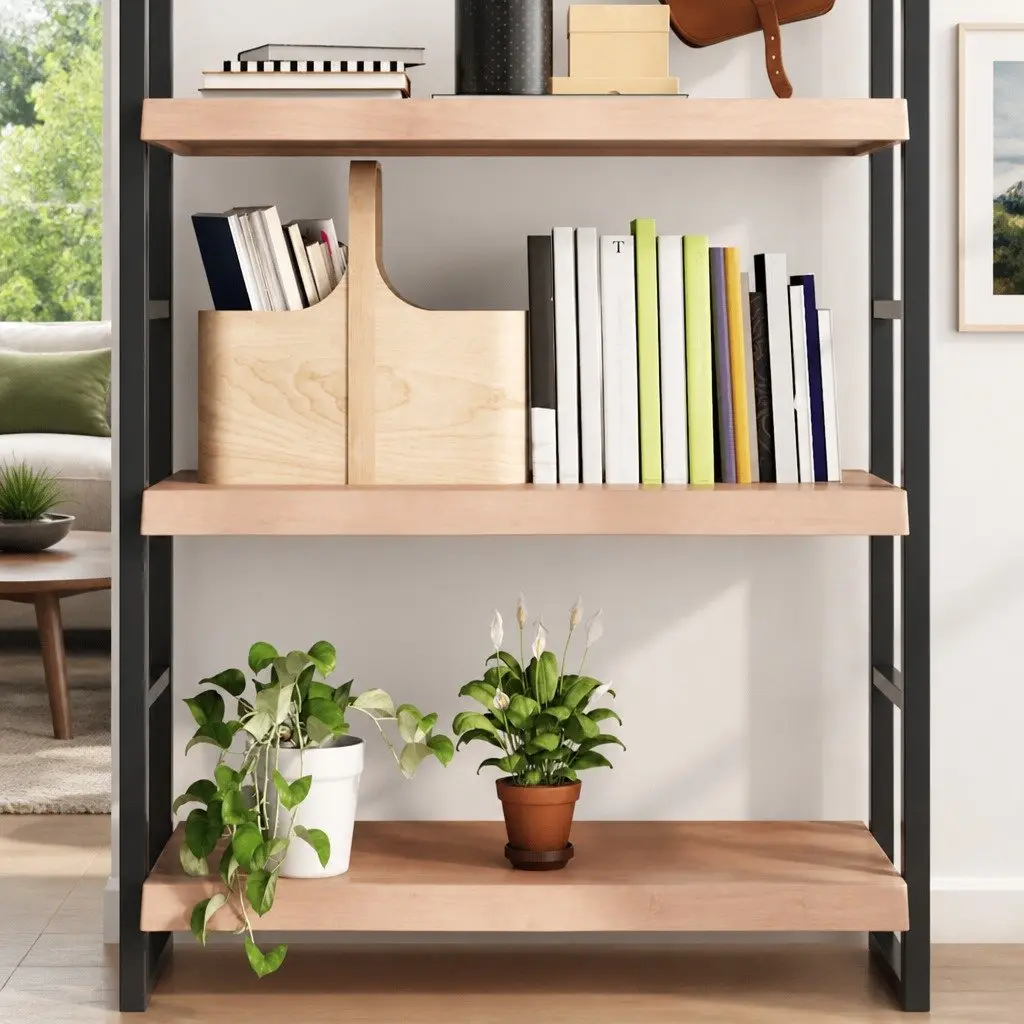 Wall Shelf Solid Oak Wood Light Brown Rustic Floating Ledge 100x50cm