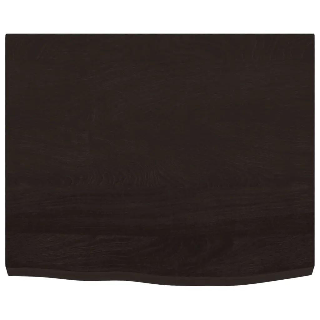 Wall Shelf Rustic Handmade Live Edge Solid Oak Wood Dark Brown 60x50cm