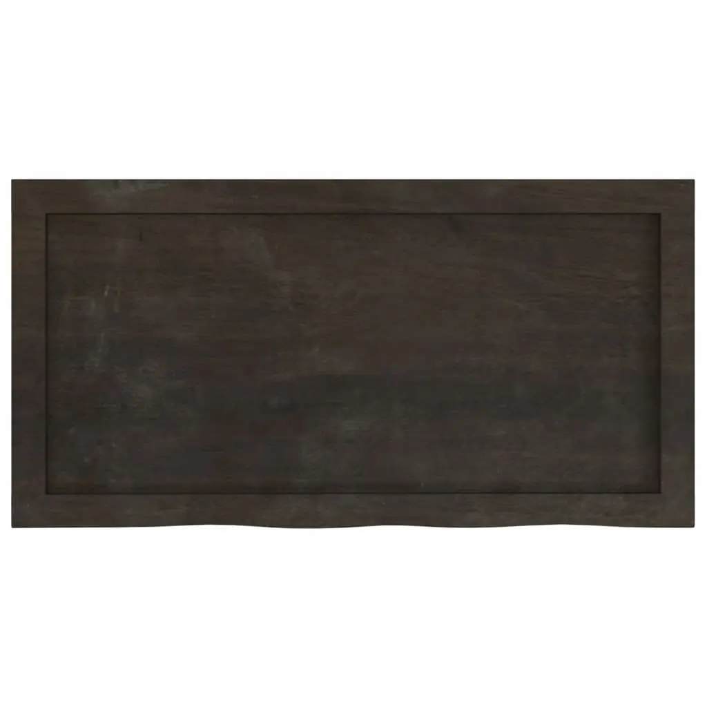 Wall Shelf Rustic Dark Brown Solid Oak Wood 80 x 40 x 2-4 cm