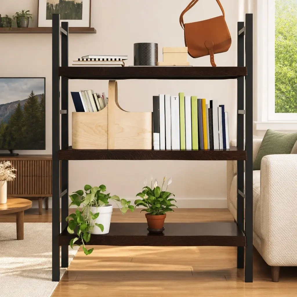 Solid Oak Wood Wall Shelf Rustic Dark Brown 80x50cm