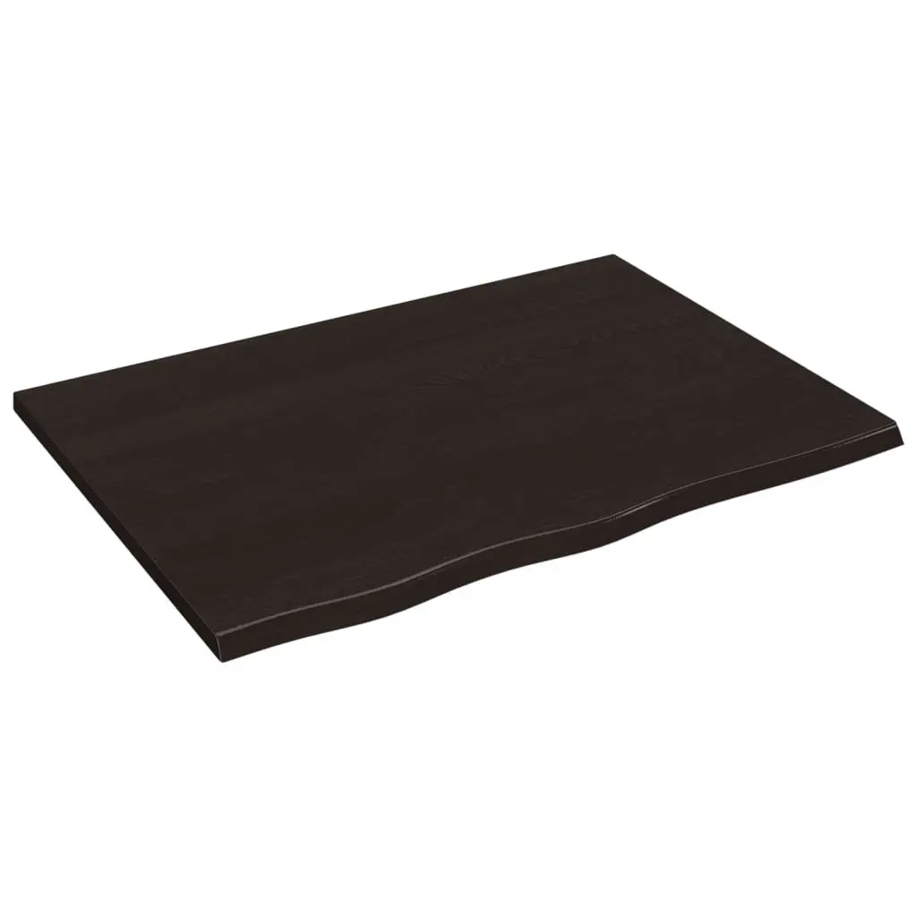 Wall Shelf Rustic Solid Oak Wood Dark Brown 80x60x2 cm