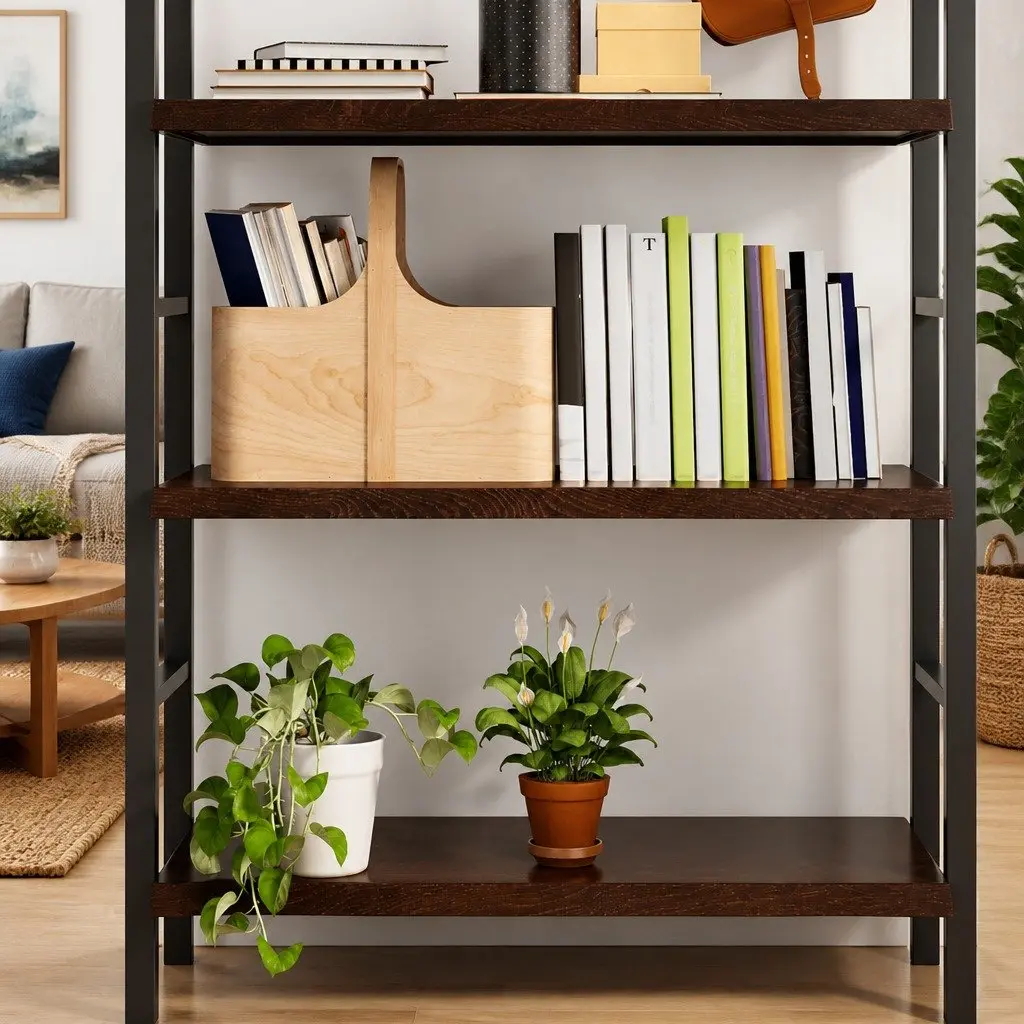 Wall Shelf Rustic Solid Oak Wood Dark Brown 80x60cm