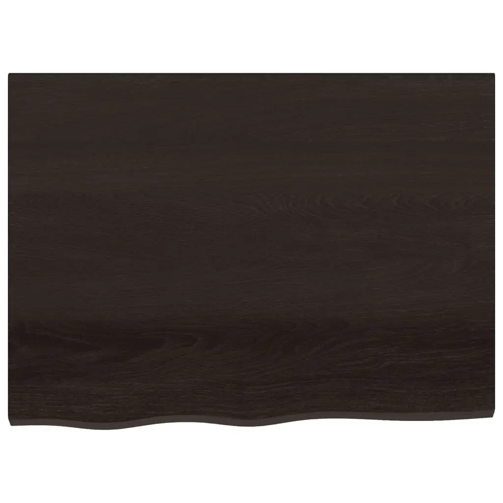 Wall Shelf Rustic Solid Oak Wood Dark Brown 80x60cm